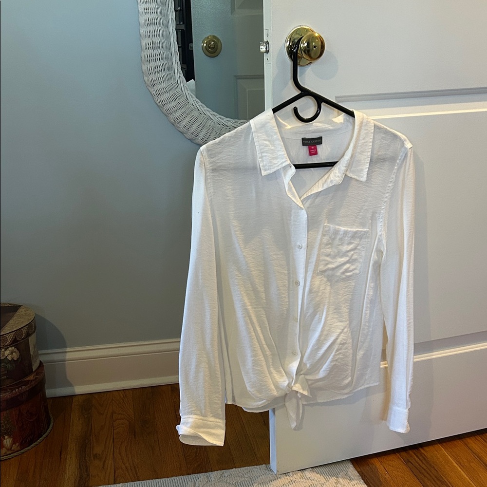 Vince Camuto White Button-Up Blouse